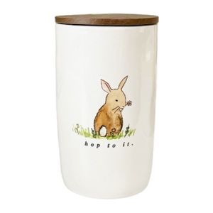 NEW Rae Dunn HOP TO IT 🐇🐇Canister w/Wooden Lid